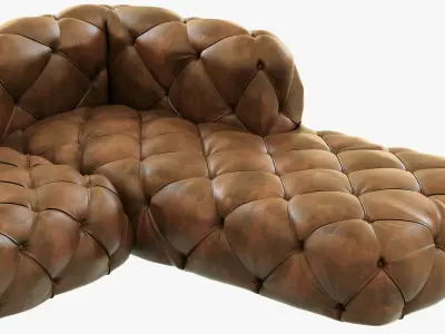 Restoration Hardware Soho Tufted Leather U-Chaise Sectional 3D model