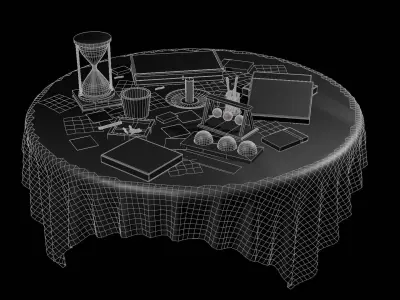  Classic Wooden Vintage Table Low Poly Low-poly 3D model