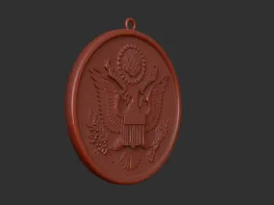 US Great Seal Coin Pendant 3D model