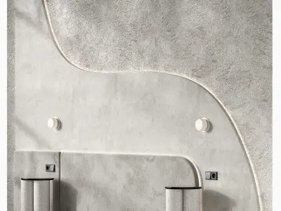 Headboard bedroom kit Nightstand lamp wavy panel 3D model