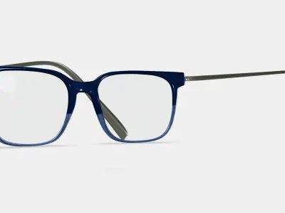 Caleb Eyeglasses in Midnight Fade with Polished Silver 3D model