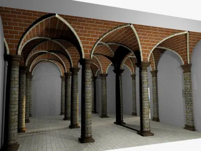 Vaulting 3-1   Romanic   500cm spaced   with thick curbs Low-poly 3D model