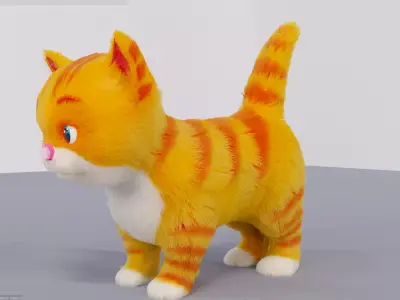 Fur Cute Cat kitten No Rig Low-poly 3D model