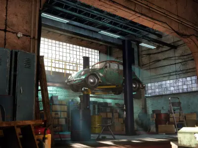 Garage Warehouse Environment-Garage Warehouse-Modular Garage Low-poly 3D model