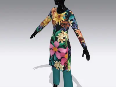 Female Cloth Dress Low-poly 3D model 3