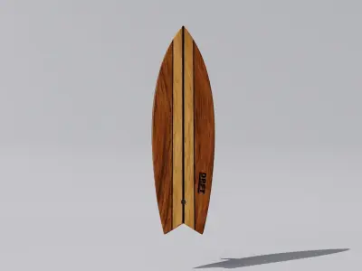 Fishboard Surfboard with 6 Graphic Design Variants Low-poly 3D model