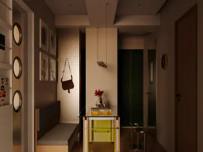 Apartment interior at dusk 3D model