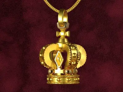 Golden Crown Pendant 3D model