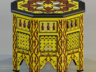 Moroccan octagonal side table 03 3D model