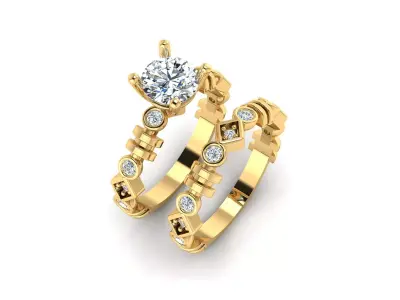 Two piece solitaire ring 3D print model purchase