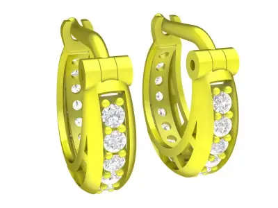 Luxury Diamond Huggie Hoop Earrings 3D Model 5986 3D print model