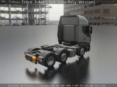 Truck 3-AXIS 6x4 Low-Poly Version Low-poly 3D model