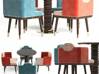 Mezzo Collection Chair and Dining Table 3D model
