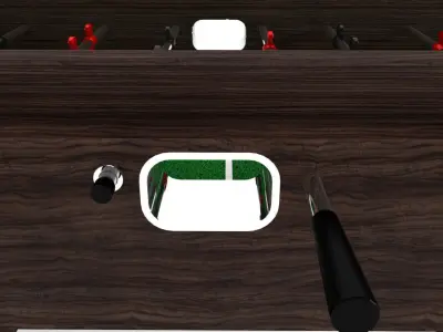 Wood Foosball Soccer table with green pitch 3D model
