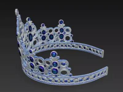 Luxury Golden Crown with Red Ruby Gems 3D model