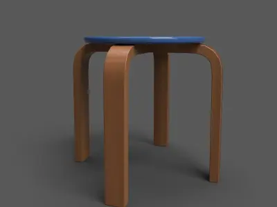 QuadStool 31cm Low-poly 3D model