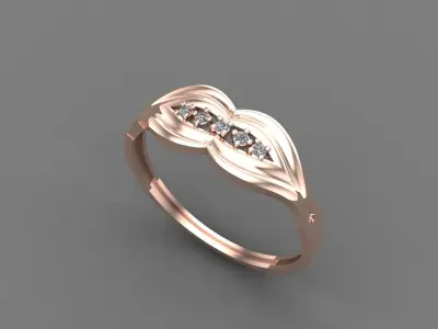 Women Ring Diamond Stone STL 3DM Lightweight Printable 3D print model 47