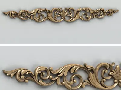 Carved decor horizontal 007 3D model