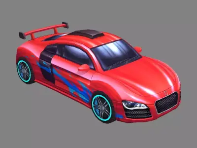 Cartoon sports car - red Low-poly 3D model