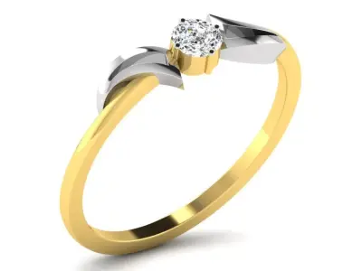 Light Weight Yellow Gold Diamond Ring DR-6046 3D print model