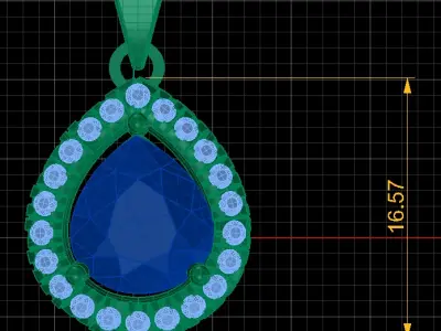 GOLD AND TEARDROP RUBY PENDANT 3D PRINTABLE MODEL 3D print model