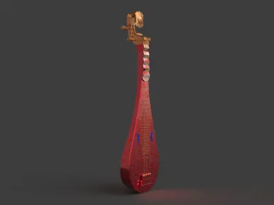 Chinese musical instrument pipa Low-poly 3D model
