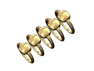 Rounded Square cushion signet ring 3D print model