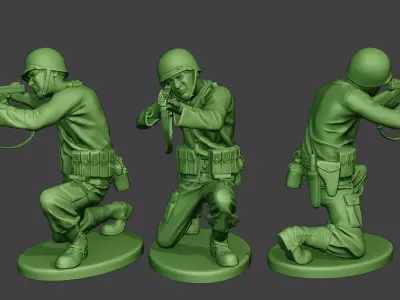 American soldier ww2 Shoot Crouch2 A12 3D print model