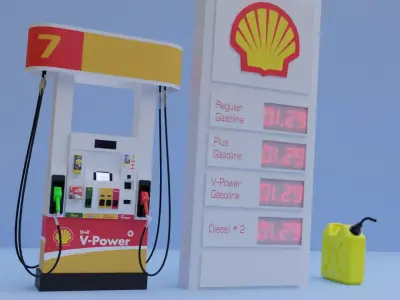 Shell Gasoline Pump Low-poly 3D model
