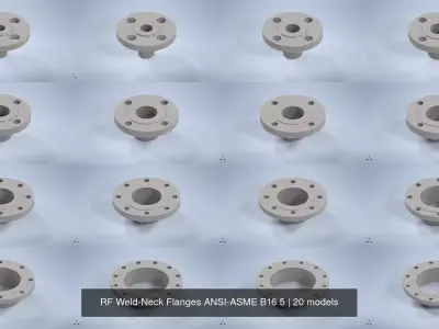 NPS BW RF Weld-Neck Flanges ANSI-ASME B16 5 3D Model Collection