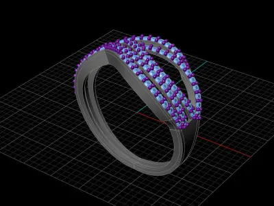 STL 3DM Print Ready Women Diamond Ring Lightweight Printable  3D print model 10