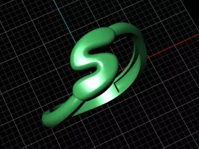 S alphabet bypass shell hallow ring 3D print model