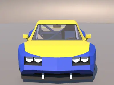 Low Poly Muscle Touring Car with Interior MOBILE READY Low-poly 3D model