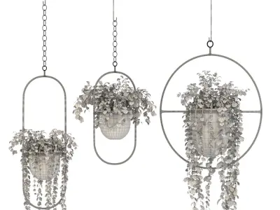 Metal Hanging Plants 01 3D model