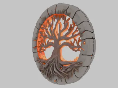 Fire Eternal Tree emblem Low-poly 3D model