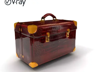 Luxurious Leather Suitcase Model Pack Low-poly 3D model