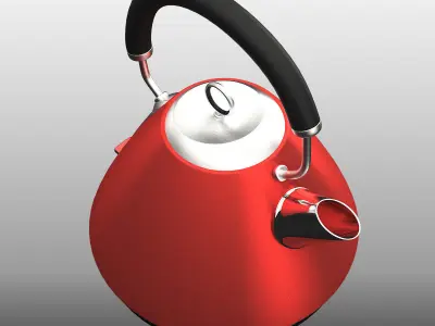 Accents Red Traditional Kettle  Low-poly 3D model