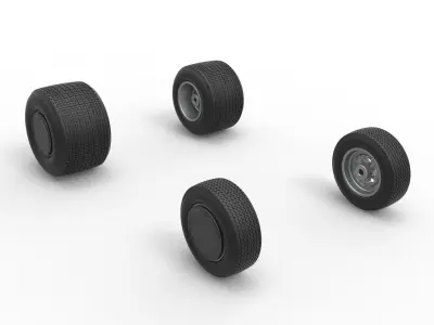 Wheel set of Dirt Sprint car Scale 1 to 25 3D print model