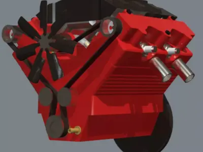 TOYAN FS-V400WA Water-Cooled V4 Engine - High Poly 3D Model 3D model