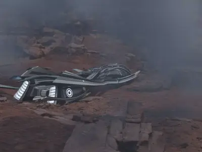 SCI FI Environment with Space Ship Free 3D model