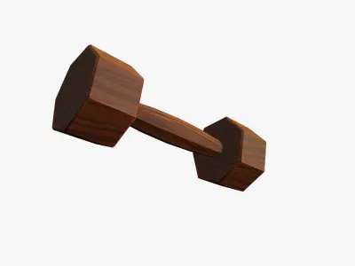Cartoon Wooden Dumbell Low-poly 3D model