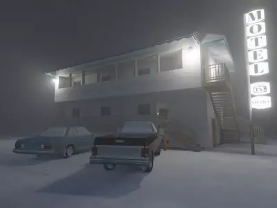 Motel Scene Free low-poly 3D model