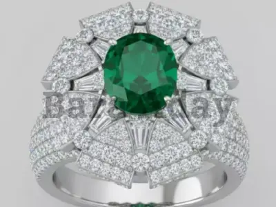 Royal Emerald Flower  3D print model