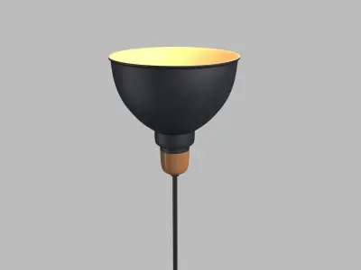 Anthracite Floor Lamp With Wooden Detail 3D model