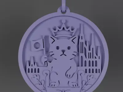 Cat Symbol Wood Ornament Macskas fadisz 3D print model
