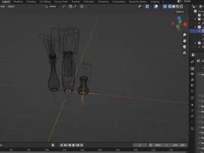 Low Poly Flower vase set for interiors Low-poly 3D model