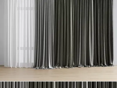 olive green curtains collections 04 Low-poly 3D model