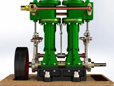 VERTICAL TWIN STEAM ENGINE - WITH REVERSE GEAR 3D model