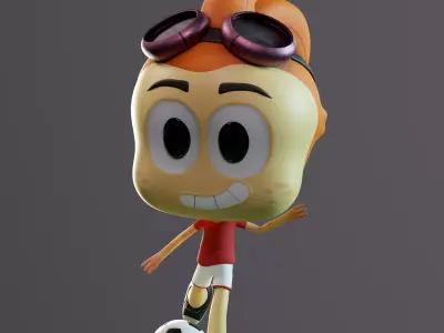 Cute Footballer Game Ready Body Rigged Low-poly 3D model