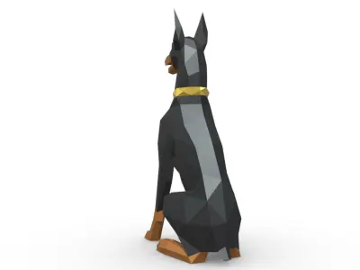 doberman dog low poly 3D print model